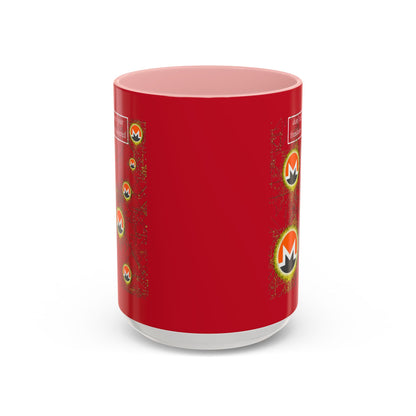 Monero (XMR) don't assume your freedoms are assured Red Accent Mug by cypherpunkgear.com