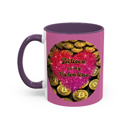 Bitcoin is My Valentine Pink Accent Mug by cypherpunkgear.com