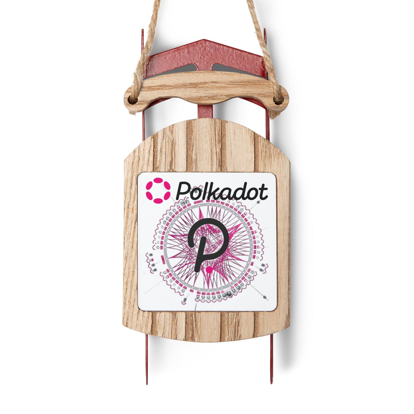 Polkadot (DOT) White background Sled Ornament by cypherpunkgear.com