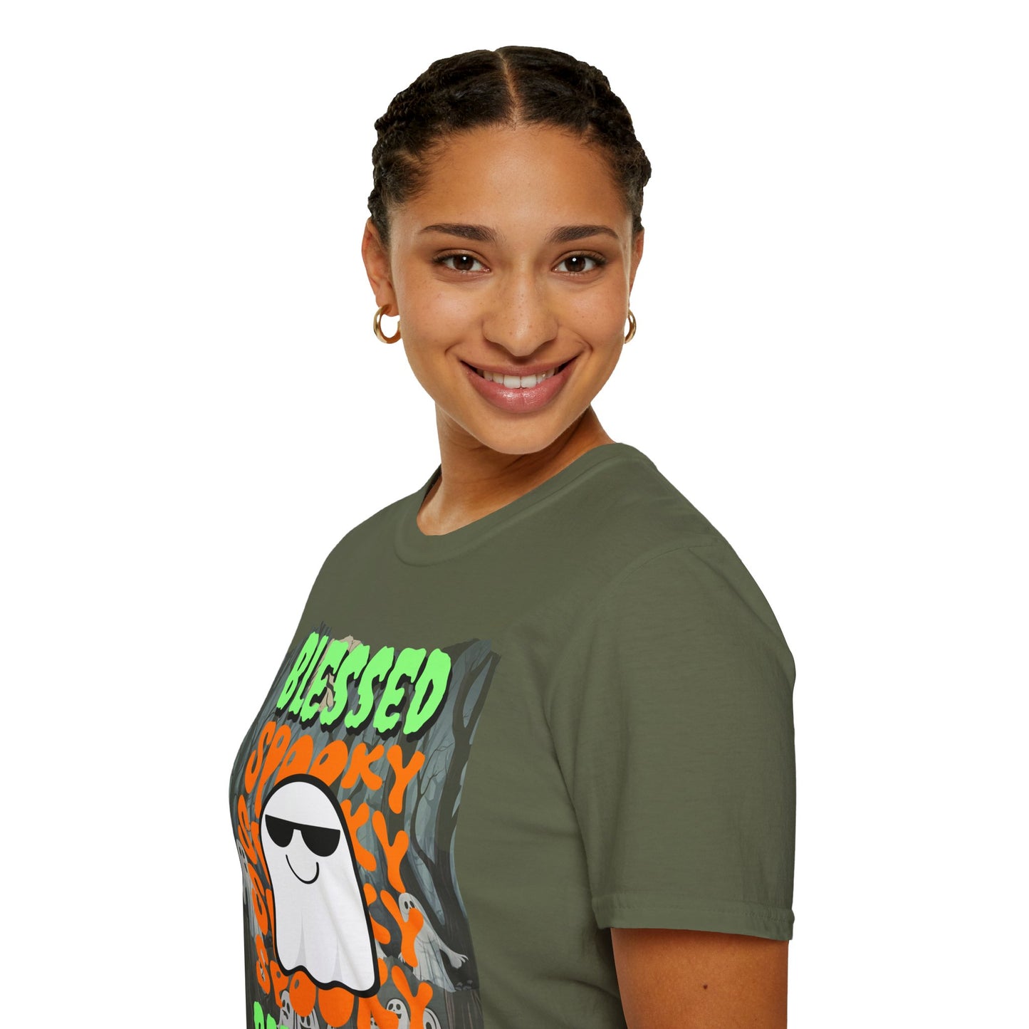 Spooky Blessed Samhain Ghost GNfont Unisex T-Shirt by cypherpunkgear