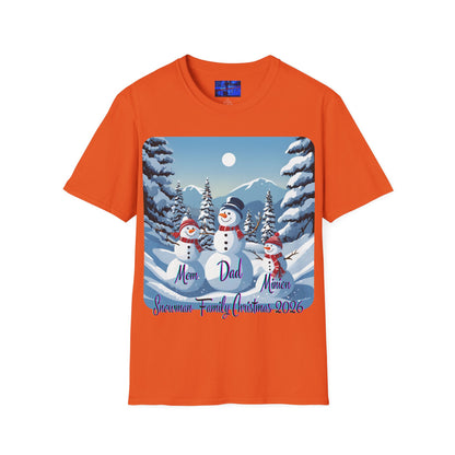 Snowman Family of 3 Light colors Unisex T-Shirt by cypherpunkgear.com