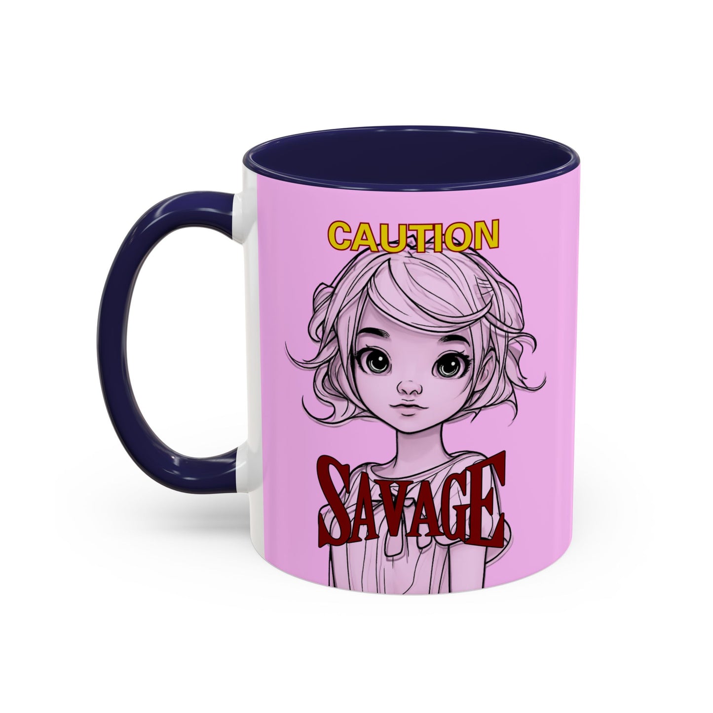 Caution, Savage Pink Accent Mug by cypherpunkgear.com