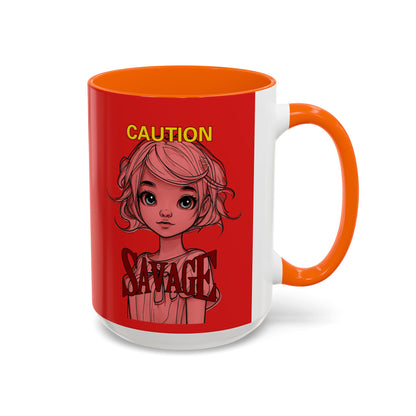 Caution, Savage Red Accent Mug by cypherpunkgear.com