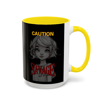 Caution, Savage Black Accent Mug by cypherpunkgear.com