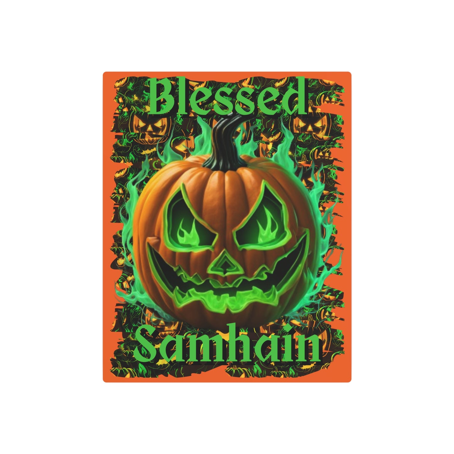 Blessed Samhain Green Jack Metal Art Sign by CreepyCrafts.boo