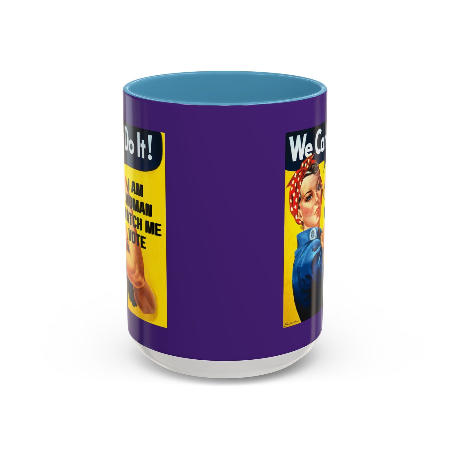 I Am Woman Watch Me Vote Rosie Purple Accent Mug by cypherpunkgear.com