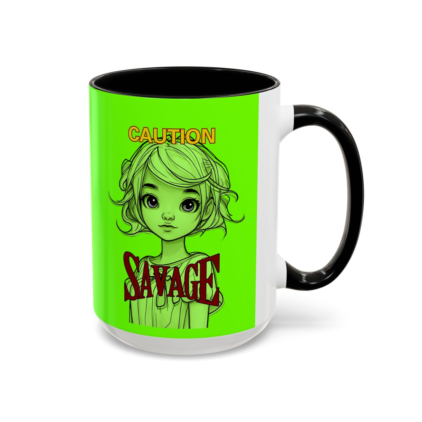 Caution, Savage Light Green Accent Mug by cypherpunkgear.com