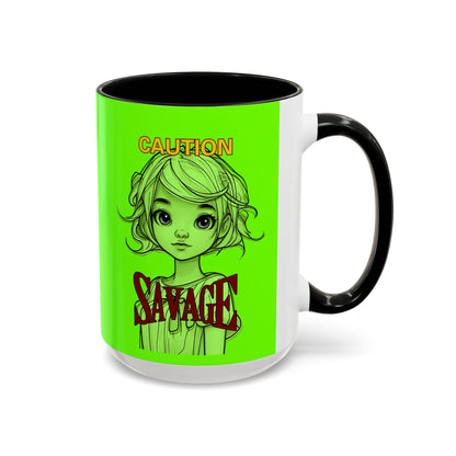 Caution, Savage Light Green Accent Mug by cypherpunkgear.com