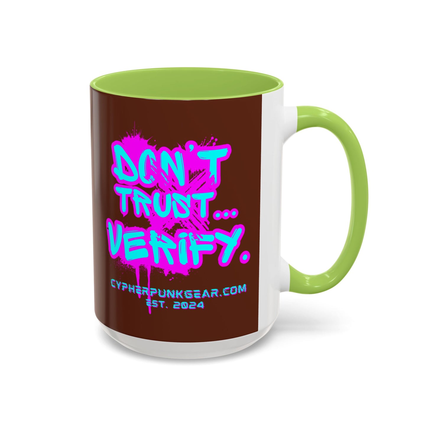 Don't Trust...Verify. Brown Accent Mug by cypherpunkgear.com