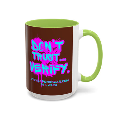 Don't Trust...Verify. Brown Accent Mug by cypherpunkgear.com