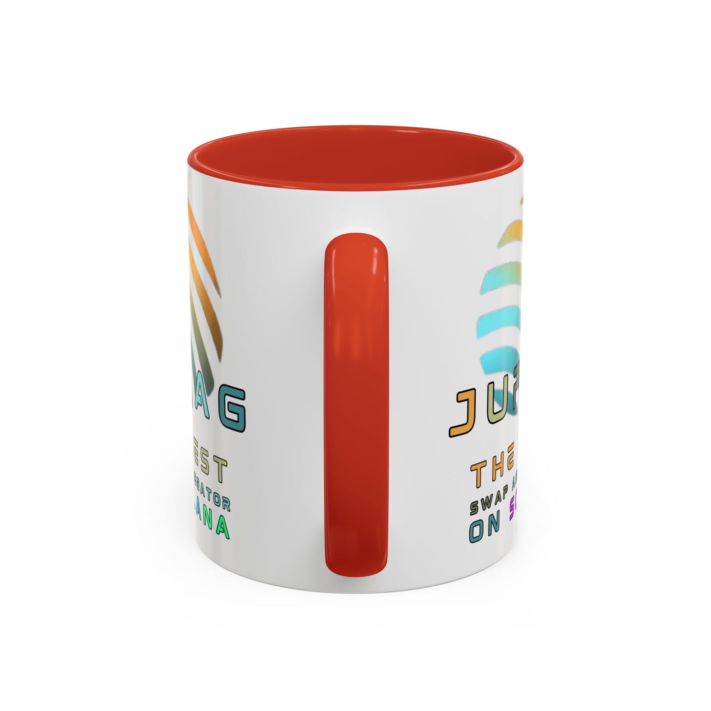Jupiter (JUP) the best aggregator on Solana White Accent Mug by cypherpunkgear.com