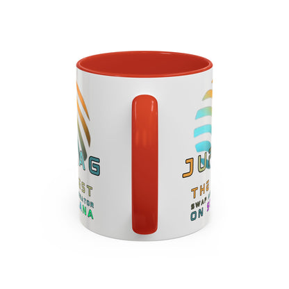Jupiter (JUP) the best aggregator on Solana White Accent Mug by cypherpunkgear.com