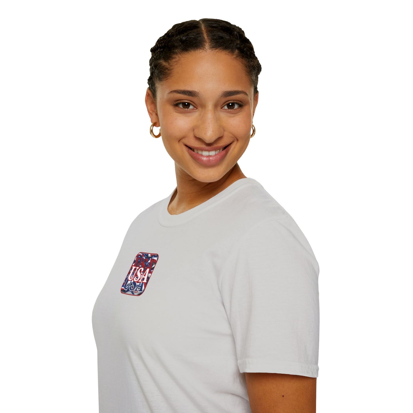 2-sided Red WHITE and Blue USA Patriot Light colors Unisex T-Shirt by cypherpunkgear.com