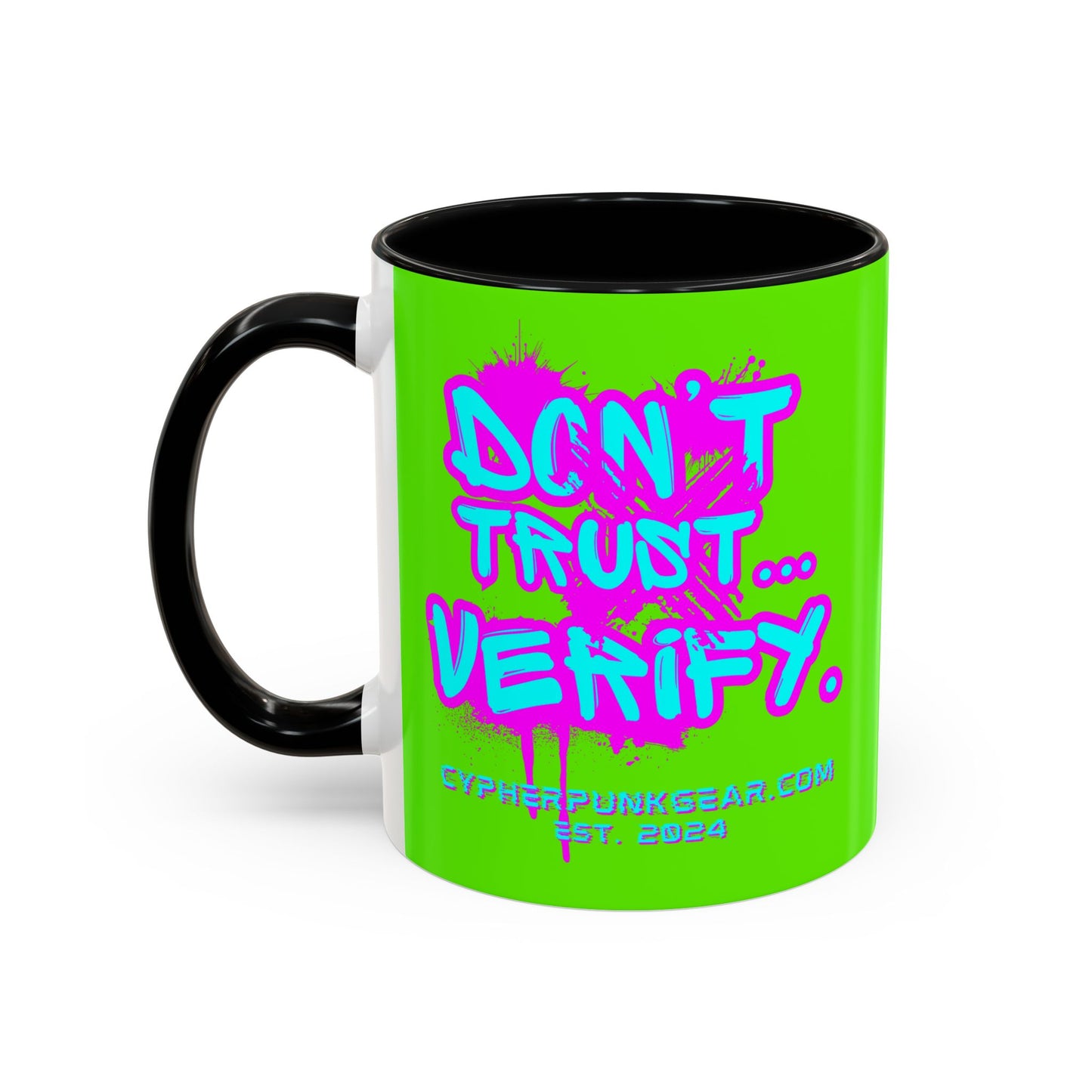 Don't Trust...Verify. Green Accent Mug by cypherpunkgear.com