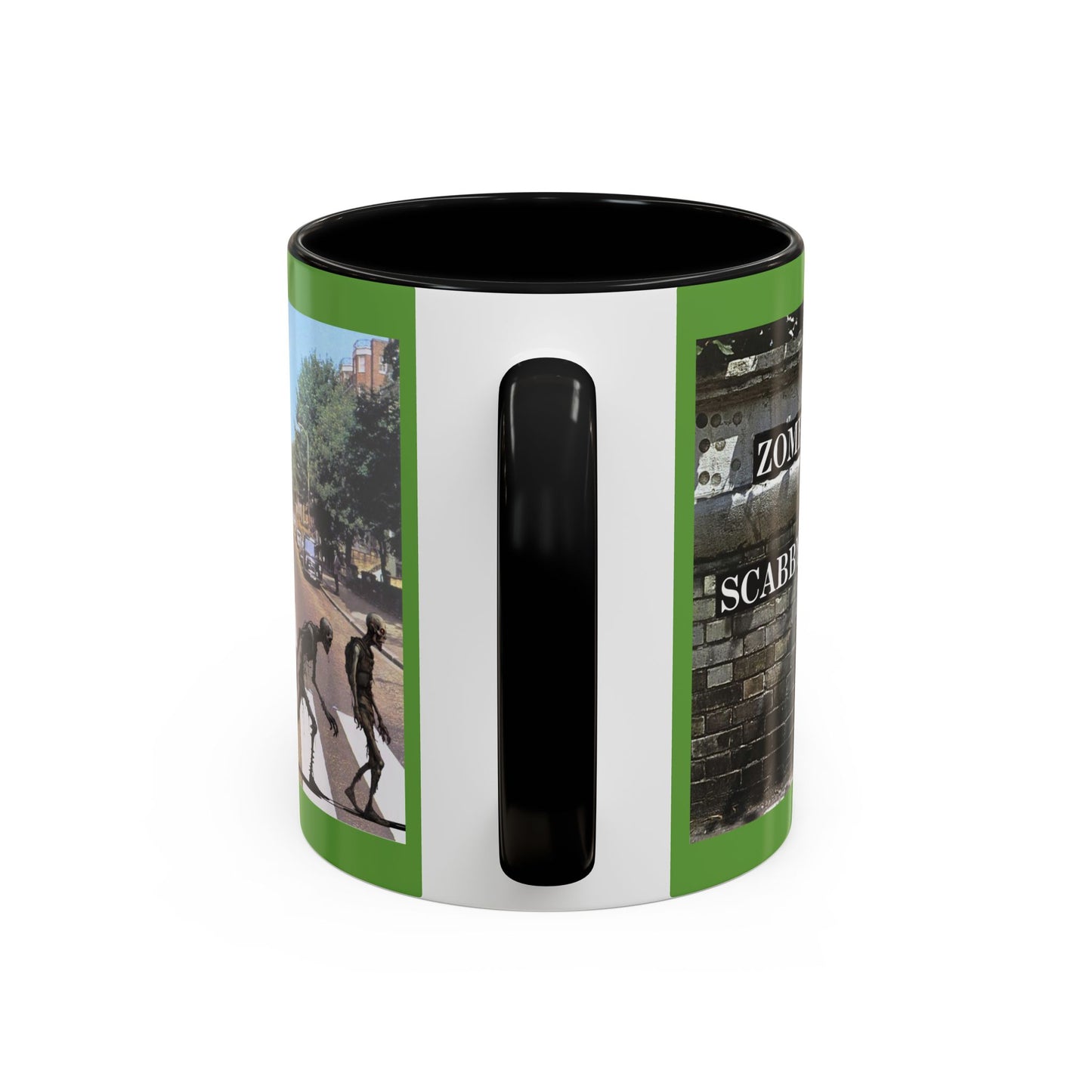 2-sided, Scabby Road Green Accent Mug by CreepyCrafts.boo