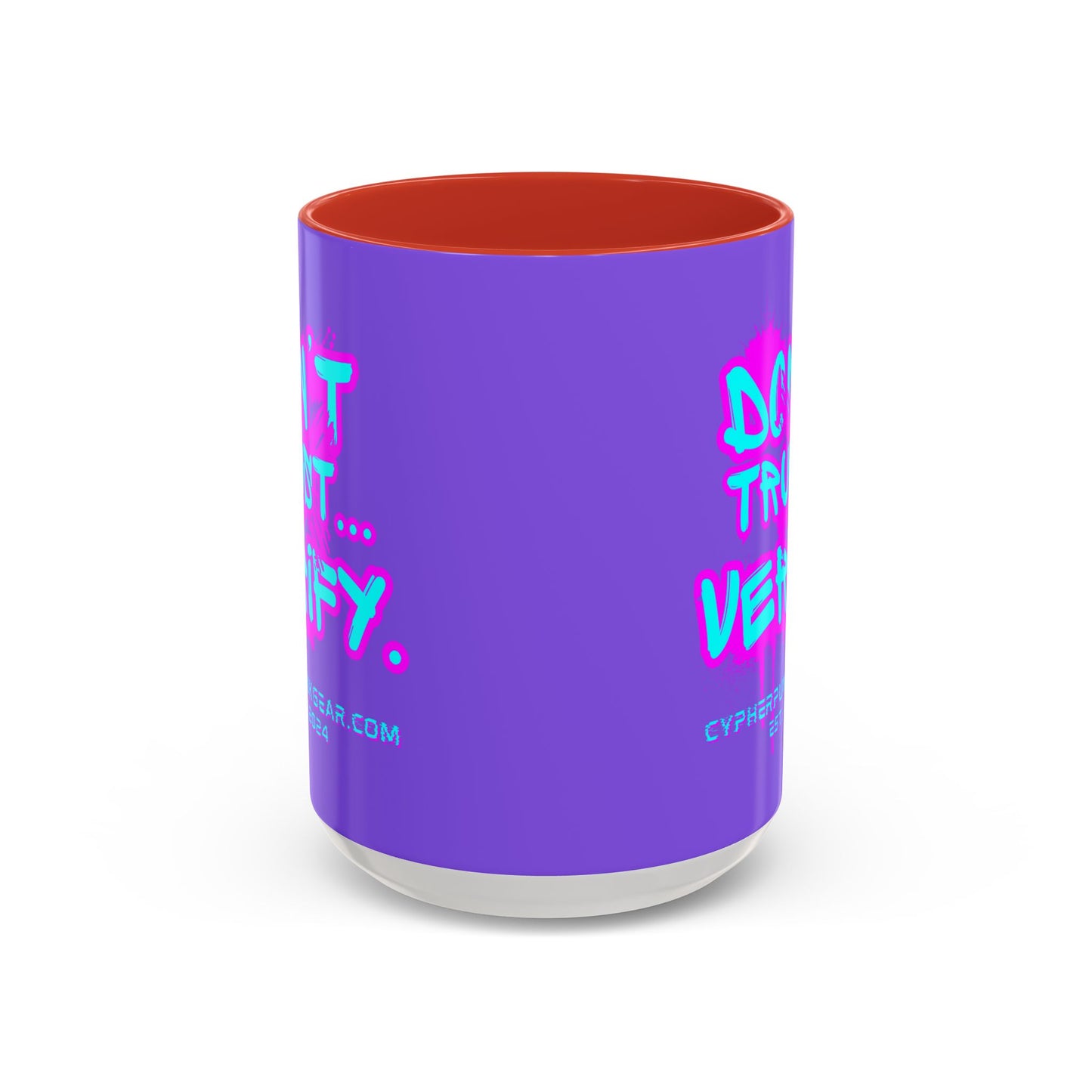Don't Trust...Verify. Light Purple Accent Mug by cypherpunkgear.com