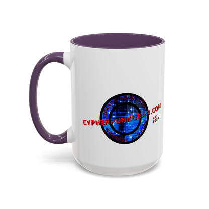 2-sided, cypherpunkgear.com Logo & Cityscape Accent Mug by cypherpunkgear.com