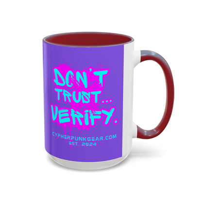 Don't Trust...Verify. Light Purple Accent Mug by cypherpunkgear.com