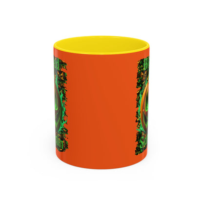 Blessed Samhain Green Jack Orange Accent Mug by CreepyCrafts.boo