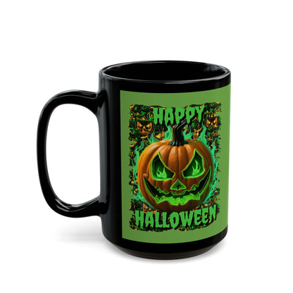 Happy Halloween Green Jack Green Mug by CreepyCrafts.boo