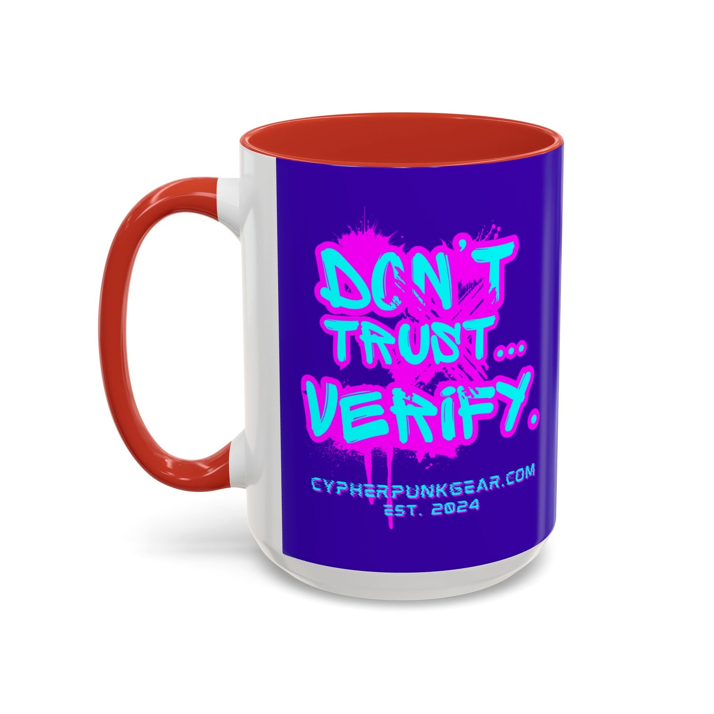 Don't Trust...Verify. Dark Purple Accent Mug by cypherpunkgear.com