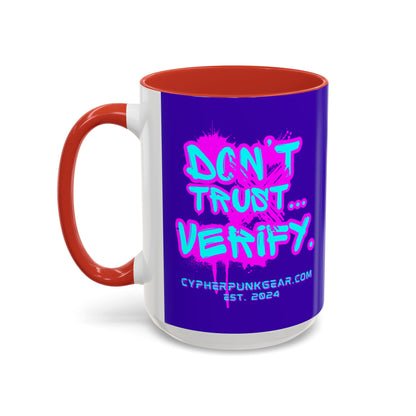Don't Trust...Verify. Dark Purple Accent Mug by cypherpunkgear.com