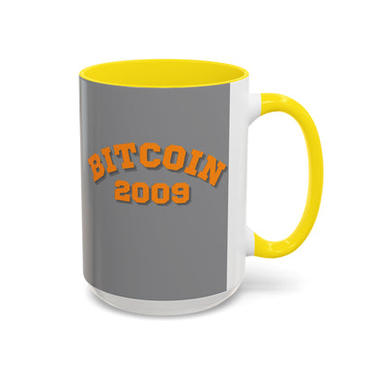 Bitcoin 2009 Grey Accent Mug by cypherpunkgear.com