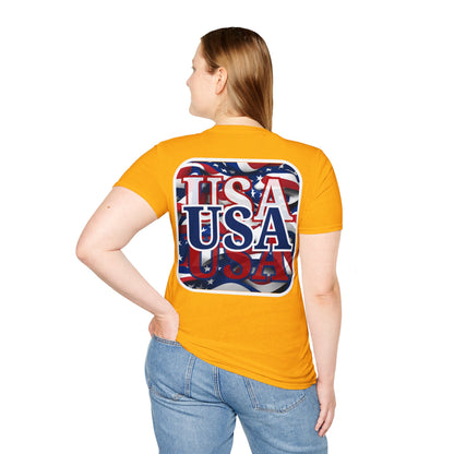 2-sided Red White and BLUE USA Patriot LTcolors Unisex T-Shirt by cypherpunkgear