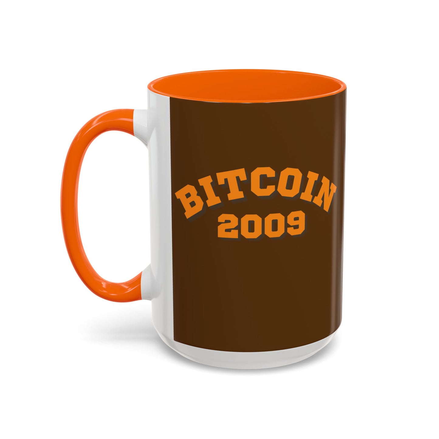 Bitcoin 2009 Brown Accent Mug by cypherpunkgear.com