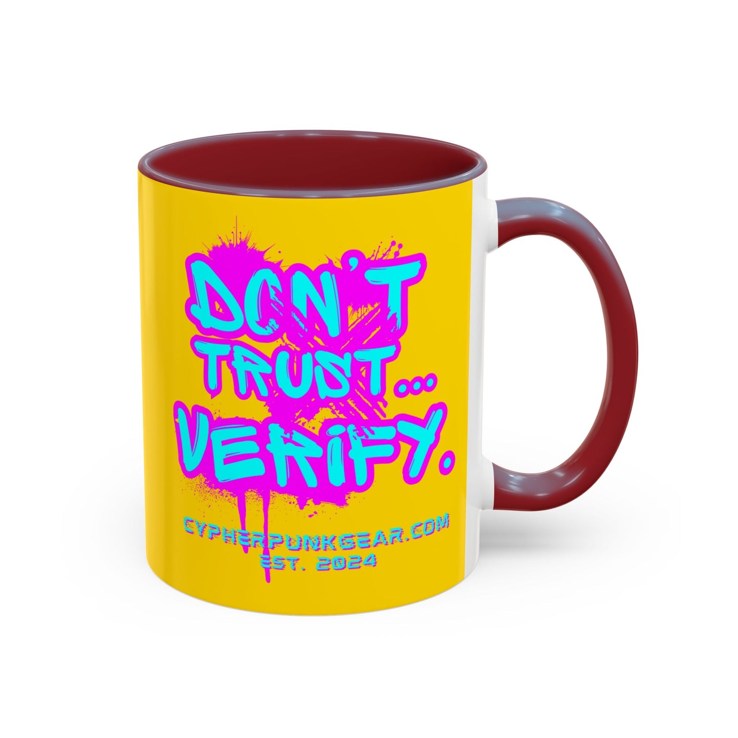 Don't Trust...Verify. Yellow Accent Mug by cypherpunkgear.com