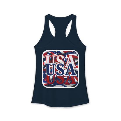 2-sided Red White and BLUE USA Patriot Women's Racerback Tank Top by cypherpunkgear.com