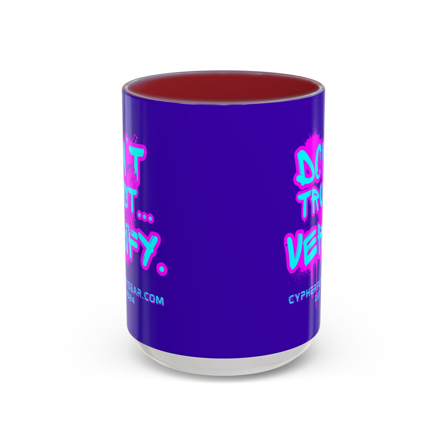 Don't Trust...Verify. Dark Purple Accent Mug by cypherpunkgear.com