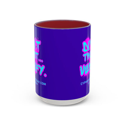 Don't Trust...Verify. Dark Purple Accent Mug by cypherpunkgear.com