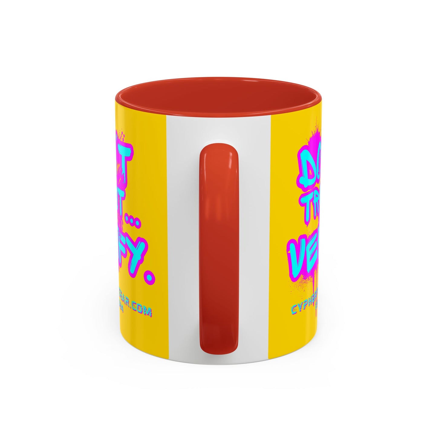 Don't Trust...Verify. Yellow Accent Mug by cypherpunkgear.com
