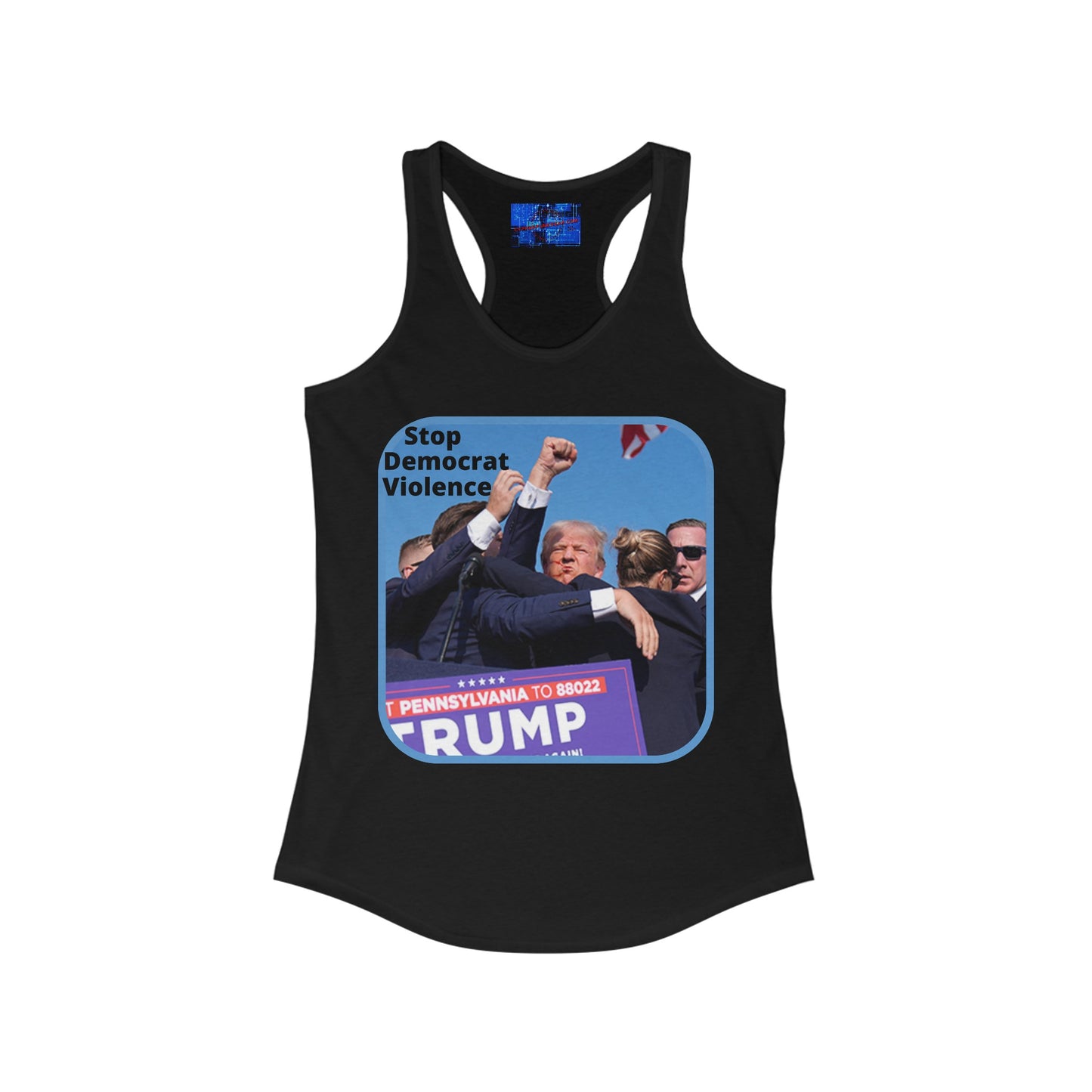 Stop Democrat Violence Women's Racerback Tank Top by cypherpunkgear