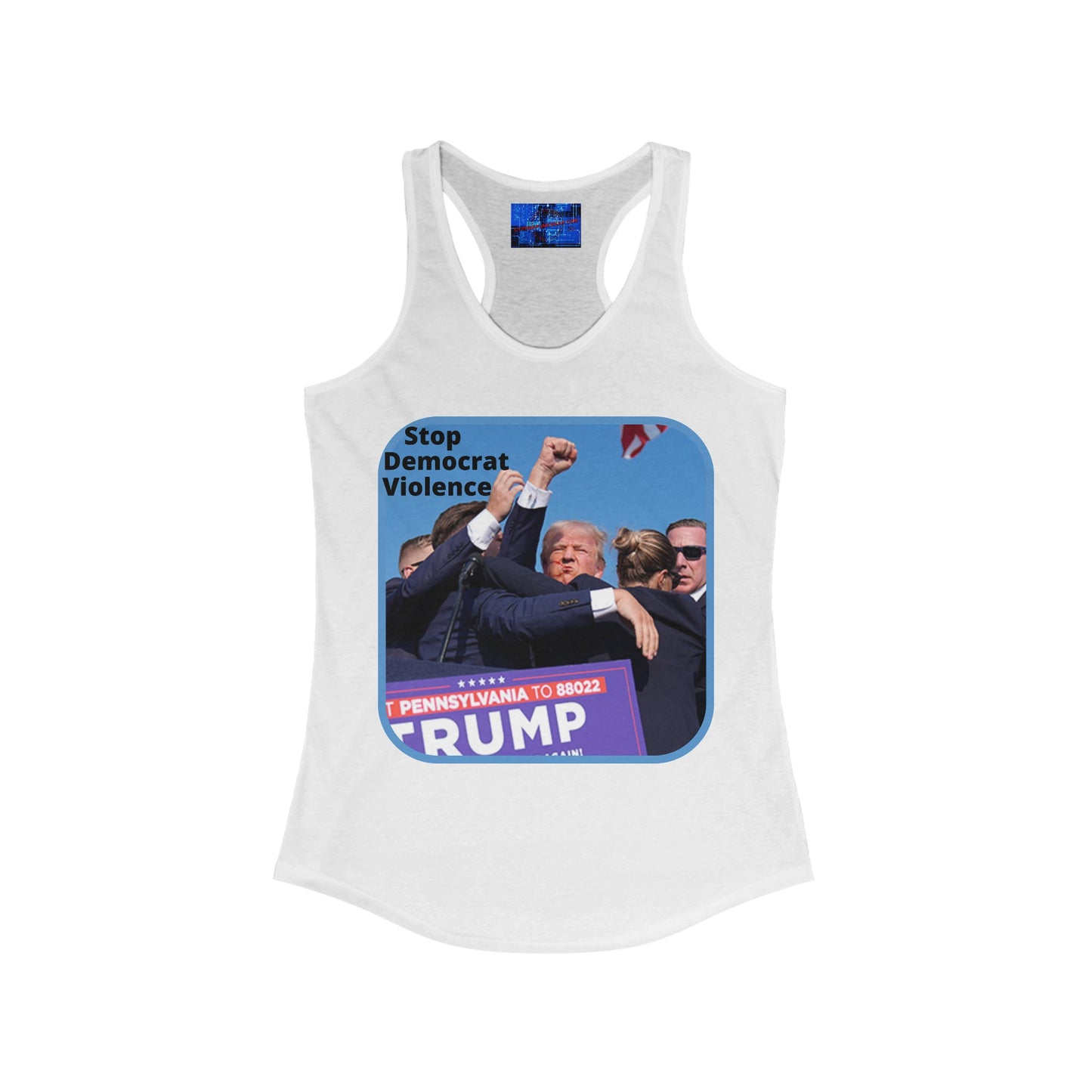 Stop Democrat Violence Women's Racerback Tank Top by cypherpunkgear