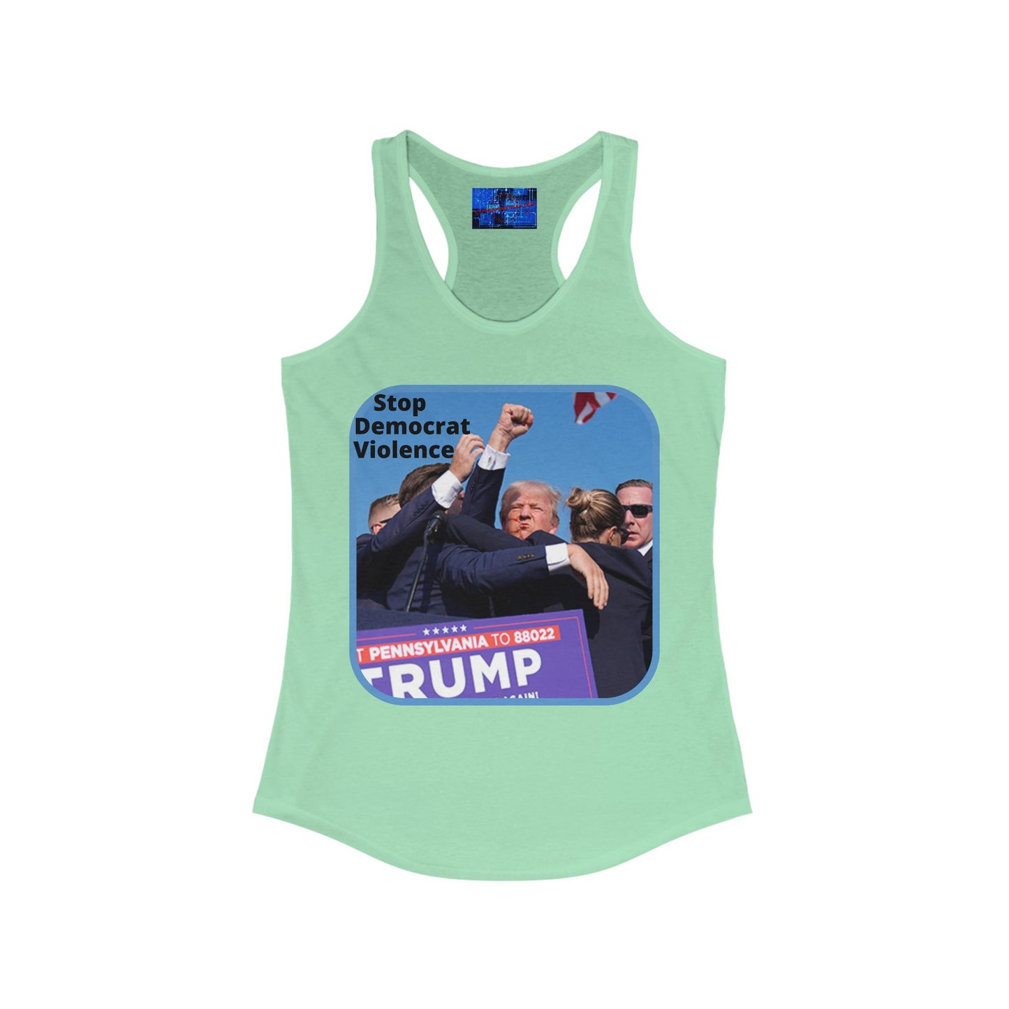 Stop Democrat Violence Women's Racerback Tank Top by cypherpunkgear