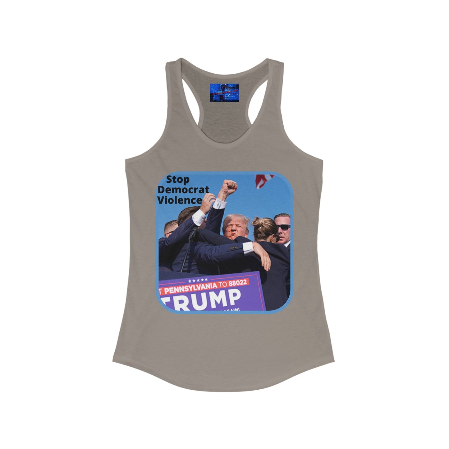 Stop Democrat Violence Women's Racerback Tank Top by cypherpunkgear