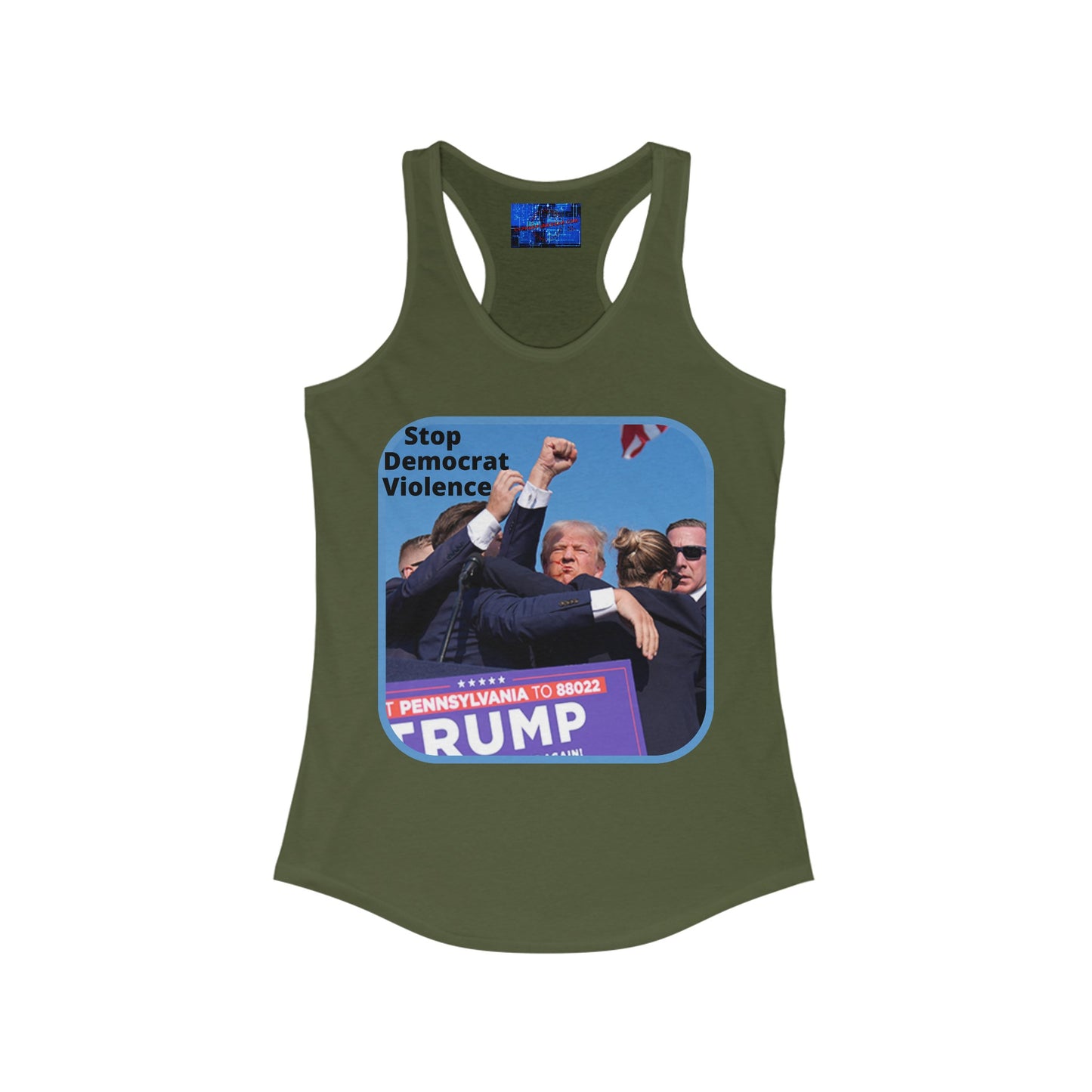 Stop Democrat Violence Women's Racerback Tank Top by cypherpunkgear