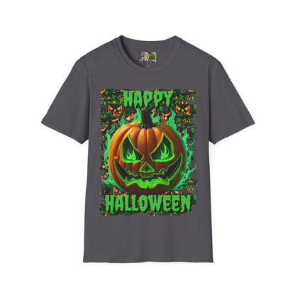 Happy Halloween Green Jack Dark colors Unisex T-Shirt by CreepyCrafts.boo