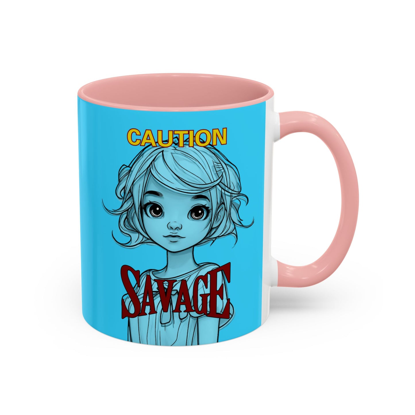 Caution, Savage Light Blue Accent Mug by cypherpunkgear.com