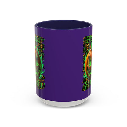 Blessed Samhain Green Jack Purple Accent Mug by CreepyCrafts.boo