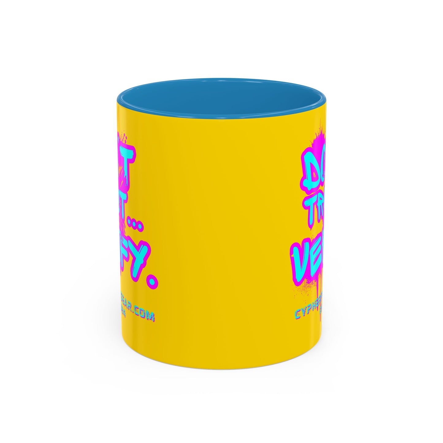 Don't Trust...Verify. Yellow Accent Mug by cypherpunkgear.com