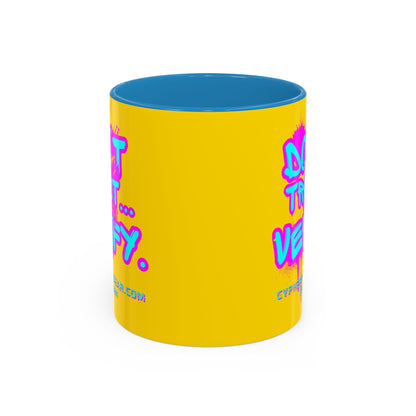 Don't Trust...Verify. Yellow Accent Mug by cypherpunkgear.com