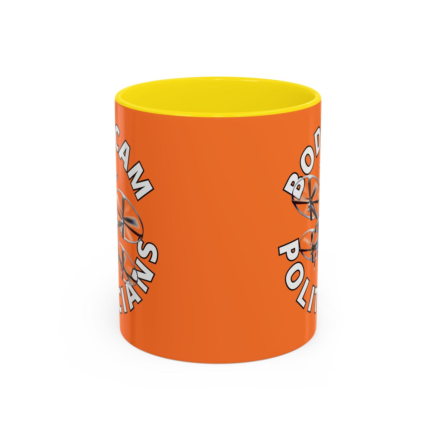 Bodycam the Politicians Drone Orange Accent Mug by cypherpunkgear.com