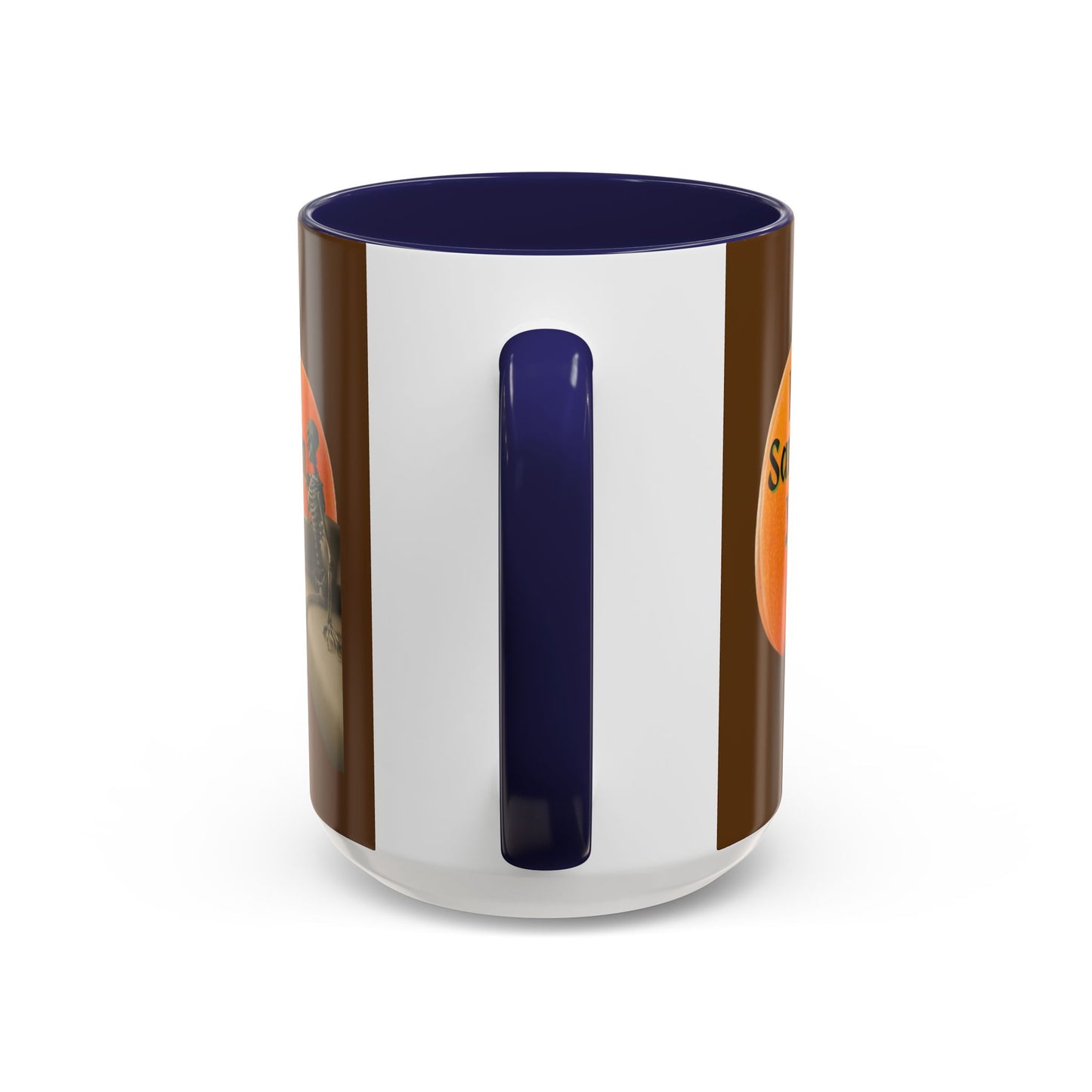 Is It Samhain Yet? Skeleton's Giant Pumpkin Brown Accent Mug by CreepyCrafts.boo