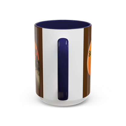Is It Samhain Yet? Skeleton's Giant Pumpkin Brown Accent Mug by CreepyCrafts.boo