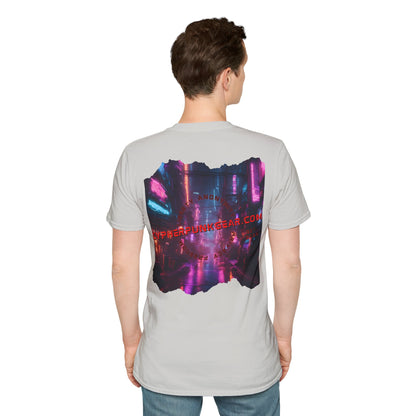 2-sided, cypherpunkgear.com Logo & Cityscape Light colors Unisex T-Shirt by cypherpunkgear.com