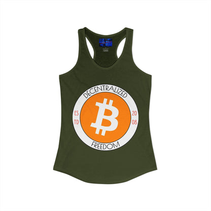 Bitcoin: ¡Libertad descentralizada por cypherpunkgear! Camiseta sin mangas ideal con espalda cruzada para mujer