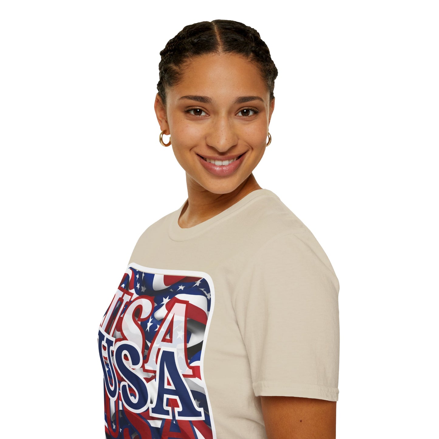 ¡EE.UU! ¡EE.UU! ¡EE.UU! ¡Patriota por cypherpunkgear! Camiseta unisex de estilo suave